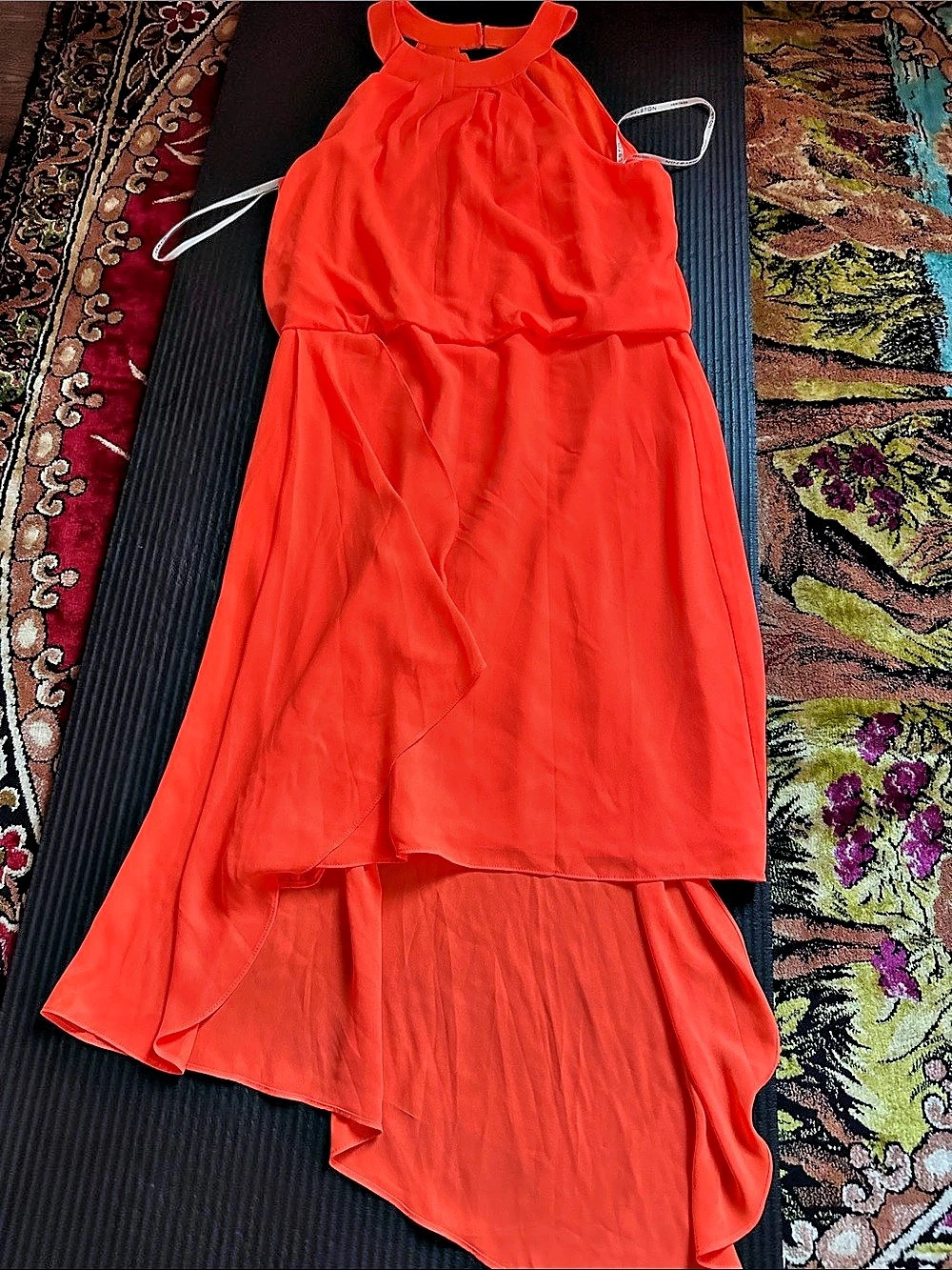 Halston Asymmetrical Maxi Dress in Orange Size 10 NWT